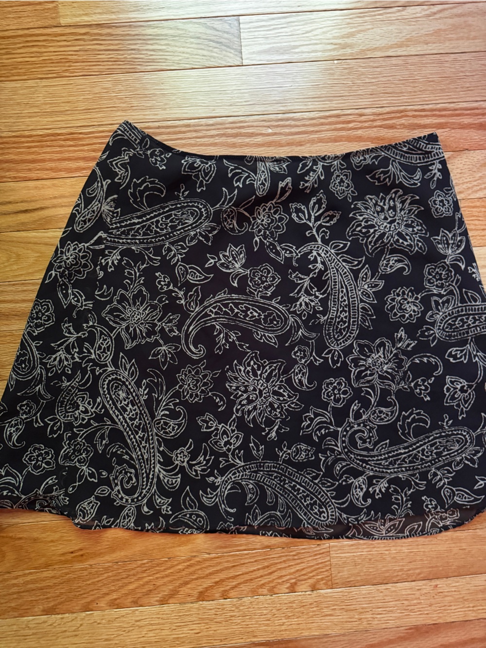 Express Black Midi Skirt with White Paisley Floral Print